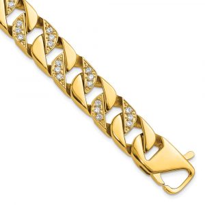 Stainless Steel Polished Yellow IP-plated with CZ 8.5-inch Bracelet