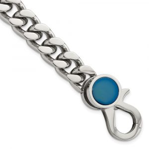 Stainless Steel Polished Blue IP-plated Link 8-inch Bracelet