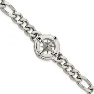Stainless Steel Polished Compass 8.75-inch Bracelet