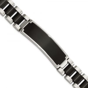 Stainless Steel Brushed and Polished Black IP-plated 8.5-inch ID Bracelet