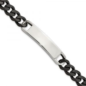 Stainless Steel Polished Black IP-plated 8.5-inch ID Bracelet
