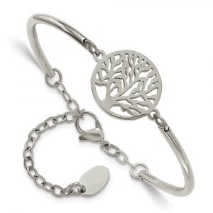 Stainless Steel Polished Tree 5.5-inch w/2-inch ext Bracelet