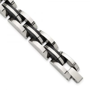 Stainless Steel Polished Black IP-plated 8.5-inch Bracelet