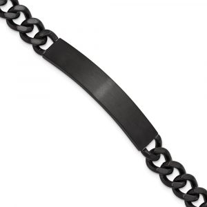 Stainless Steel Brushed and Polished Black IP-plated 8-inch ID Bracelet