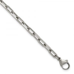 Stainless Steel Polished 6.5 +1.5-inch Paperclip Cha-inch Link Bracelet