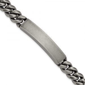 Stainless Steel Brushed & Antiqued 10mm 8.5-inch ID Bracelet