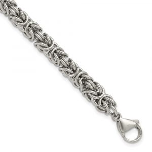 Stainless Steel Polished 6mm 8.5-inch Byzantine Link Bracelet