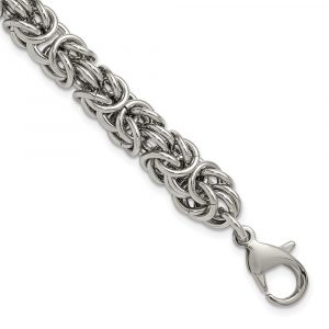 Stainless Steel Polished 8mm 8.5-inch Byzantine Link Bracelet