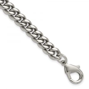 Stainless Steel Polished 8mm 8.5-inch Curb Link Bracelet