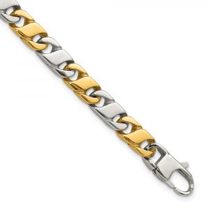 Stainless Steel Polished w/ Yellow IP 6mm 8.5-inch Infinity Link Bracelet