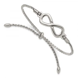 Stainless Steel Polished Infinity Adjustable Bolo Bracelet