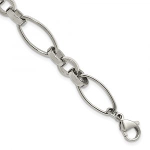 Stainless Steel Polished 6.75-inch + 1.25-inch Open Link Bracelet
