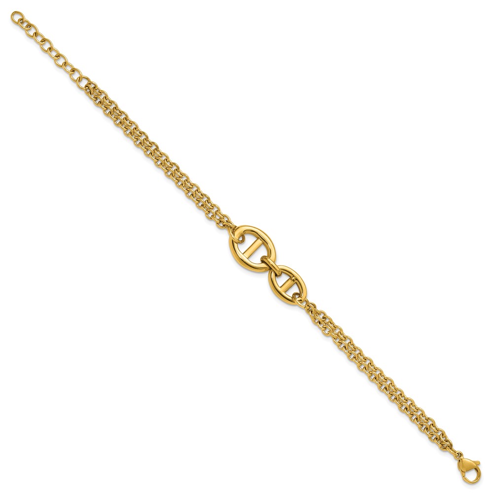 Stainless Steel Polished Yellow IP 2-Strand 7-inch +1.25-inch Bracelet - Image 2