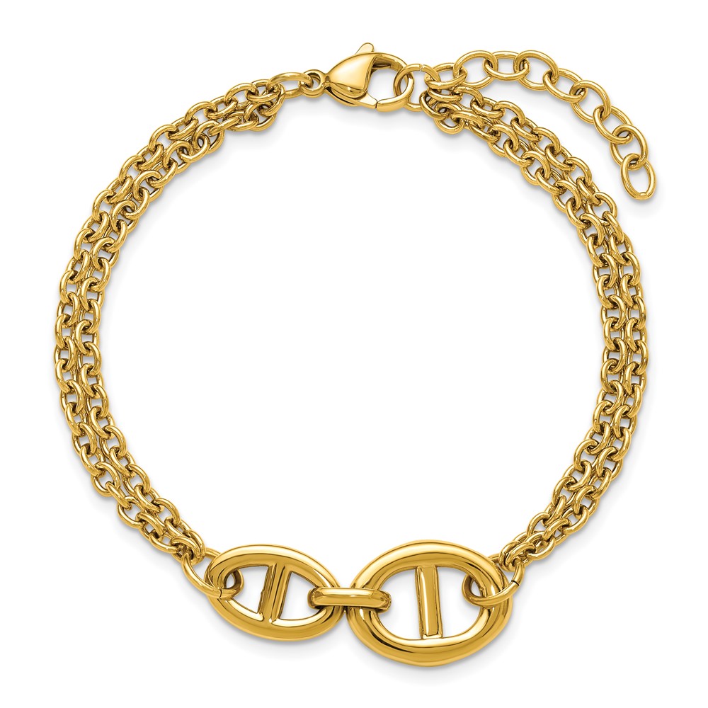 Stainless Steel Polished Yellow IP 2-Strand 7-inch +1.25-inch Bracelet - Image 3