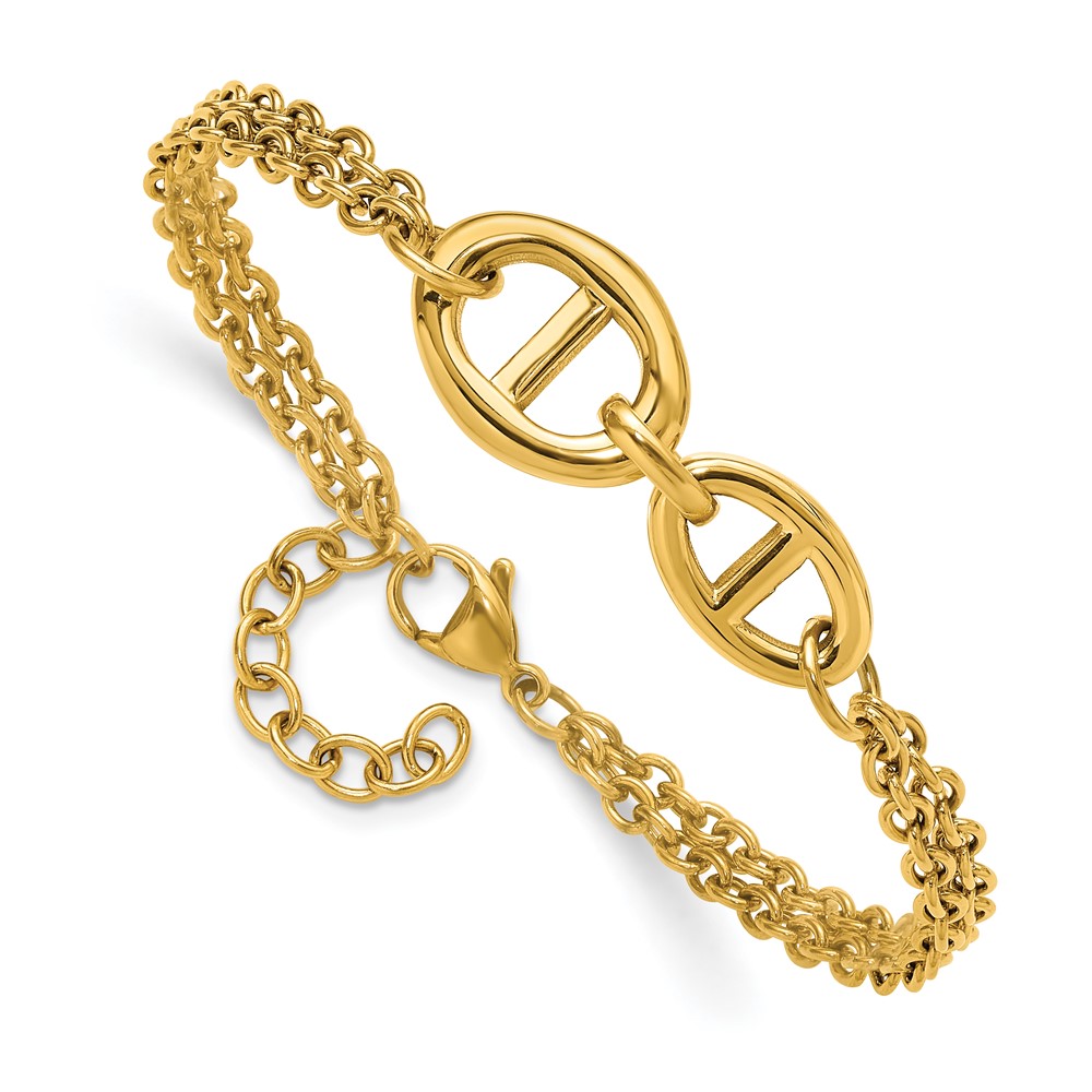 Stainless Steel Polished Yellow IP 2-Strand 7-inch +1.25-inch Bracelet - Image 4