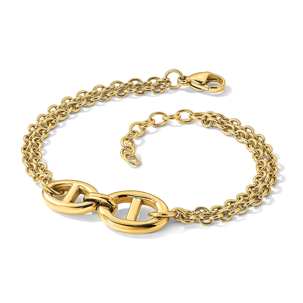 Stainless Steel Polished Yellow IP 2-Strand 7-inch +1.25-inch Bracelet - Image 7