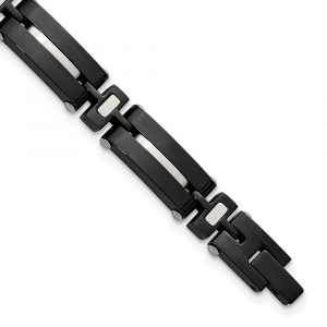 Stainless Steel Polished Black IP-plated 8.75-inch Link Bracelet