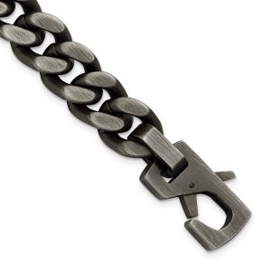 Stainless Steel Antiqued and Brushed 14mm Curb Link 8.75-inch Bracelet