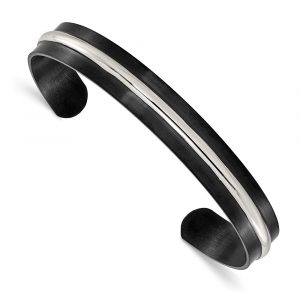 Stainless Steel Brushed and Polished Black IP-plated 10mm Bangle