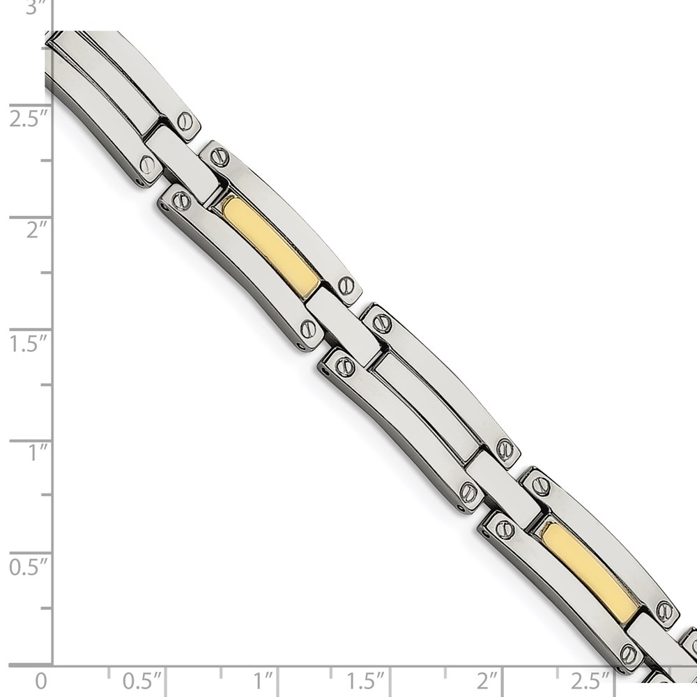 Stainless Steel with 14k Accent 8.5-inch Polished Link Bracelet - Image 5