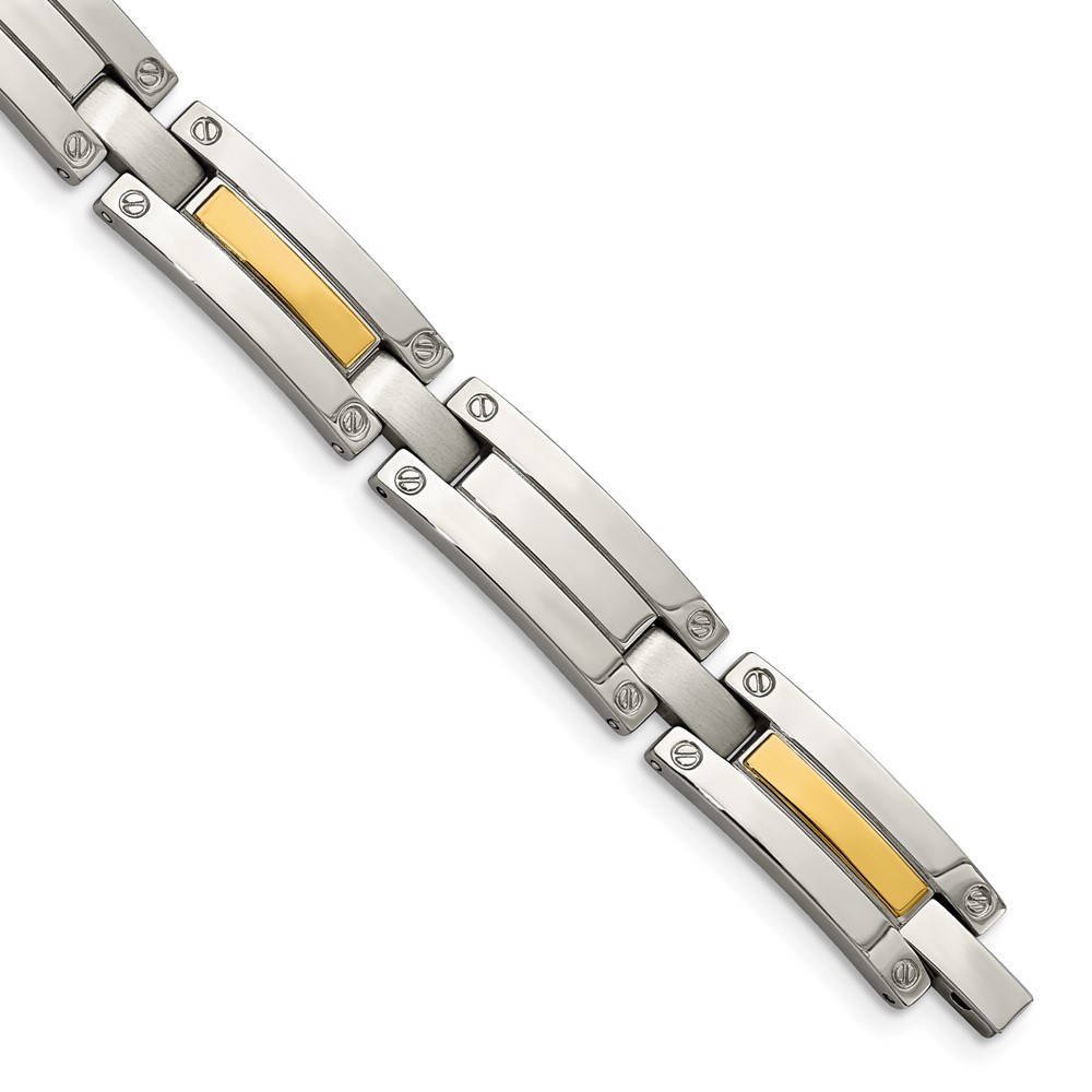 Stainless Steel with 14k Accent 8.5-inch Polished Link Bracelet