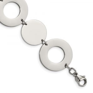 Stainless Steel Polished Circles 7.5-inch Bracelet