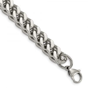 Stainless Steel Polished Heavy Wheat 9.5-inch Bracelet