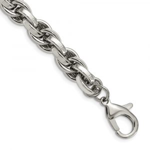 Stainless Steel Polished Oval Link 8.5-inch Bracelet