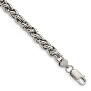 Stainless Steel Polished 8.5-inch Wheat Cha-inch Bracelet