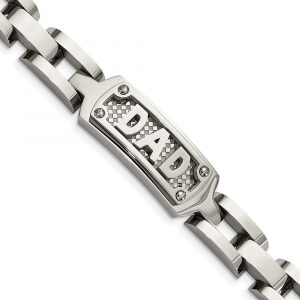Stainless Steel 8.5-inch Polished and Textured DAD Bracelet