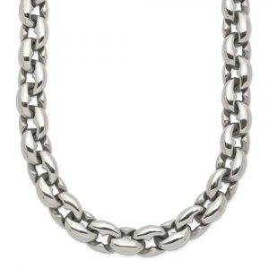 Stainless Steel Polished Oval Link 24in Necklace