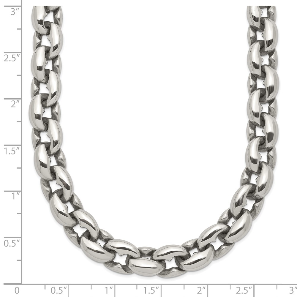 Stainless Steel Polished Oval Link 24in Necklace - Image 7