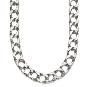 Stainless Steel Polished Square Link 24-in Necklace