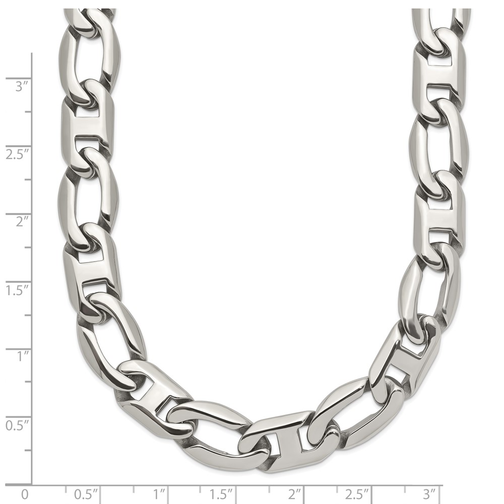 Stainless Steel Polished Open/Anchor Link 24-in Necklace - Image 7