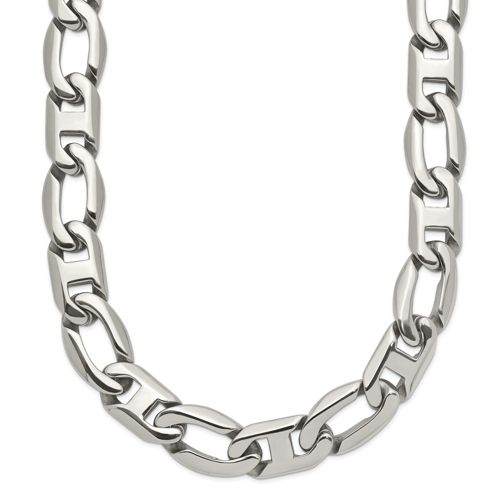Stainless Steel Polished Open/Anchor Link 24-in Necklace