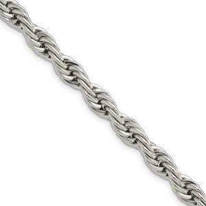 Stainless Steel Polished 7mm Rope Chain
