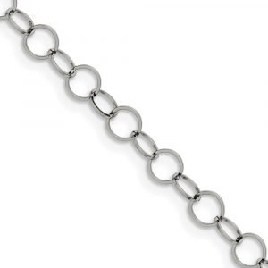 Stainless Steel Polished 6mm Circle Link Necklace