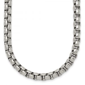 Stainless Steel Polished Rounded Box Chain - 24-inch