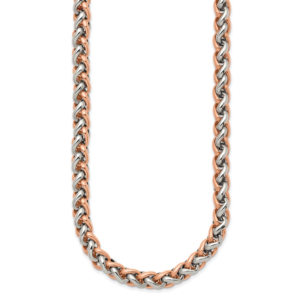 Stainless Steel Polished Rose IP-plated 24-in Necklace - Image 4