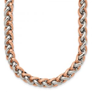 Stainless Steel Polished Rose IP-plated 24-in Necklace