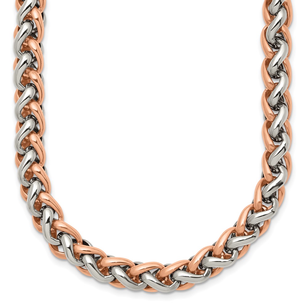 Stainless Steel Polished Rose IP-plated 24-in Necklace