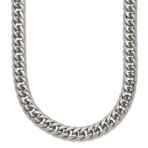 Stainless Steel Polished 24-in Double Curb Cha-in Necklace