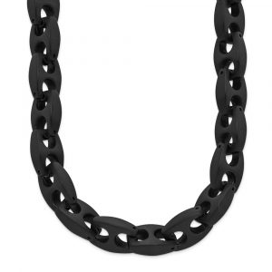Stainless Steel Brushed Black IP-plated Link Necklace - 24-inch