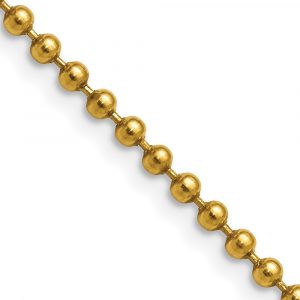 Stainless Steel Polished Yellow IP-plated 3mm Ball Chain