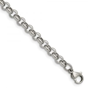 Stainless Steel Polished 6mm Rolo Chain - 7.5-inch