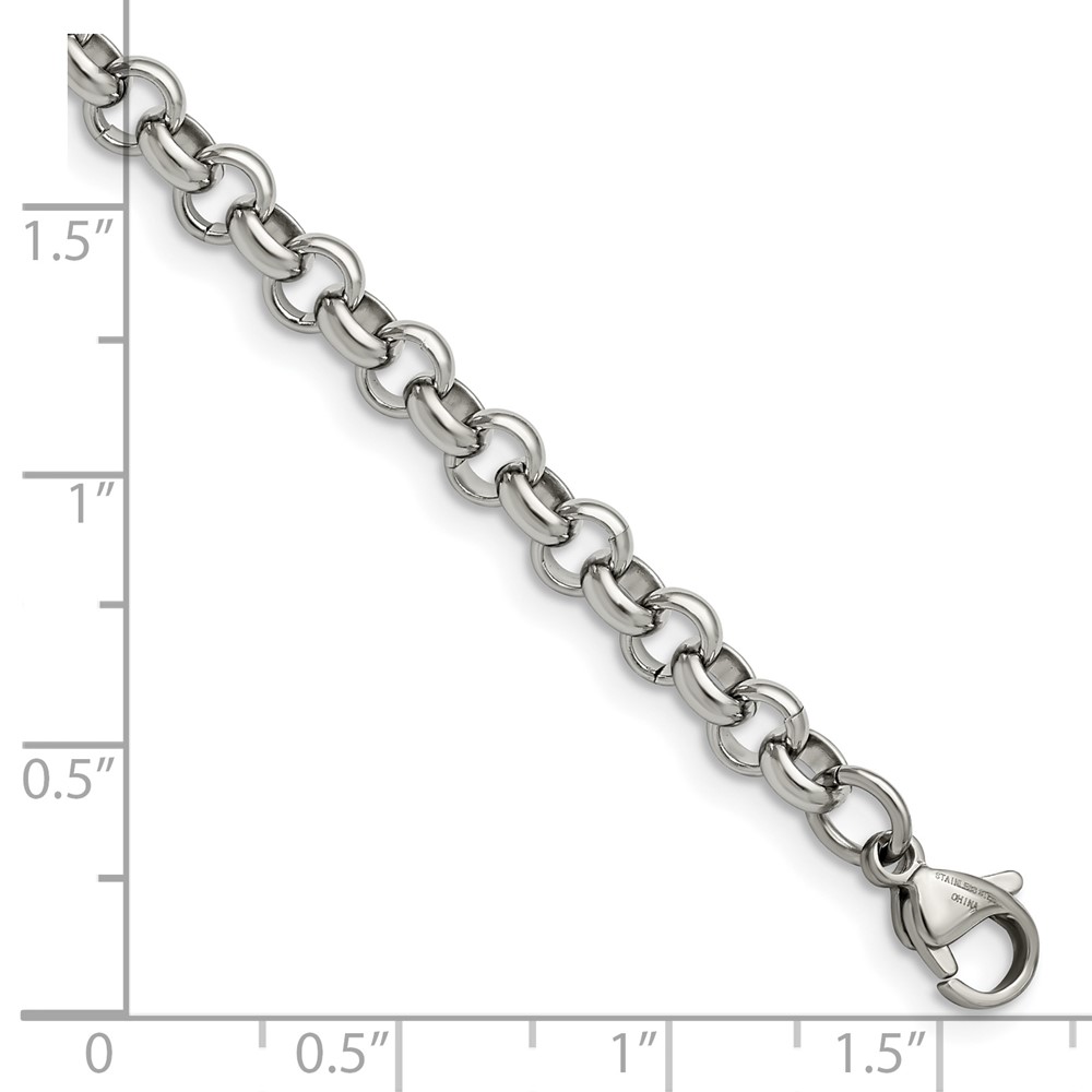 Stainless Steel Polished 6mm Rolo Chain - 7.5-inch - Image 3