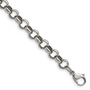 Stainless Steel Polished 8mm Rolo Chain - 7.5-inch