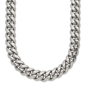 Stainless Steel Polished Curb Chain Necklace - 24-inch
