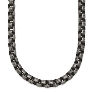 Stainless Steel Antiqued Box Chain -  24-inch