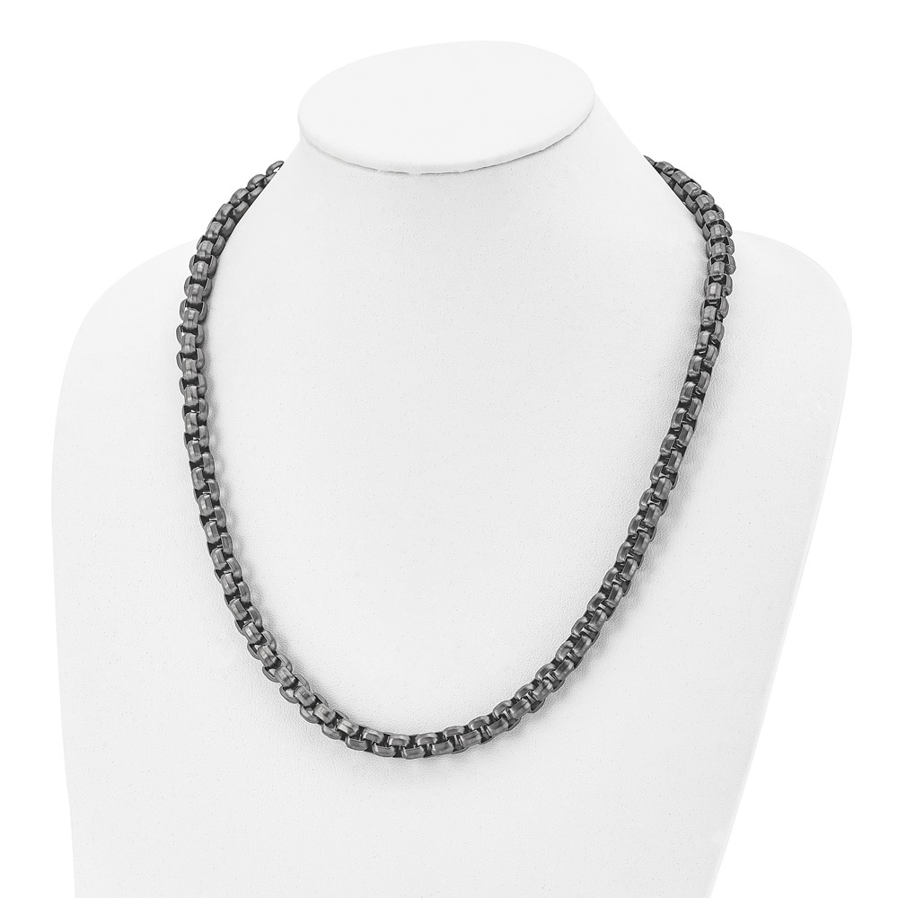 Stainless Steel Polished Gun Metal IP-plated Box Chain - 24-inch - Image 4